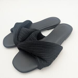 Nordstrom Chantelle Slide Sandal Women's Twist Front Black Size US8M EU39